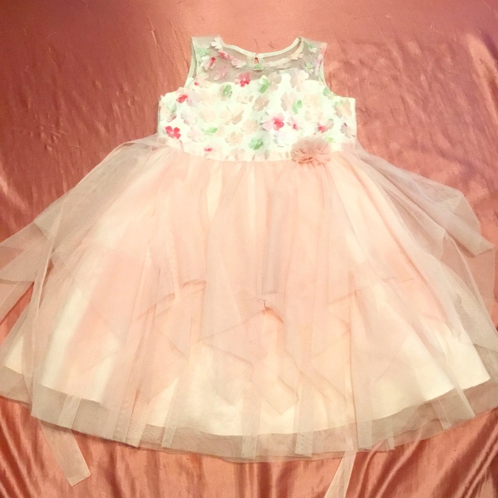Jona Michelle Floral Sleeveless Dress Pink Fit & Flare Tulle Toddler Size 5